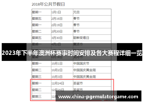 2023年下半年澳洲杯赛事时间安排及各大赛程详细一览 2023年下半年澳洲杯赛事时间安排及各大赛程详细一览
