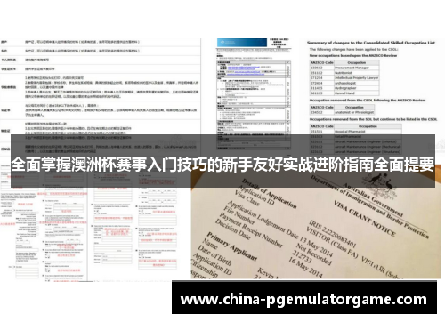 全面掌握澳洲杯赛事入门技巧的新手友好实战进阶指南全面提要